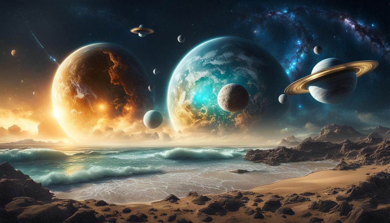 Cosmic Beach: Planets and UFOs in Space Art