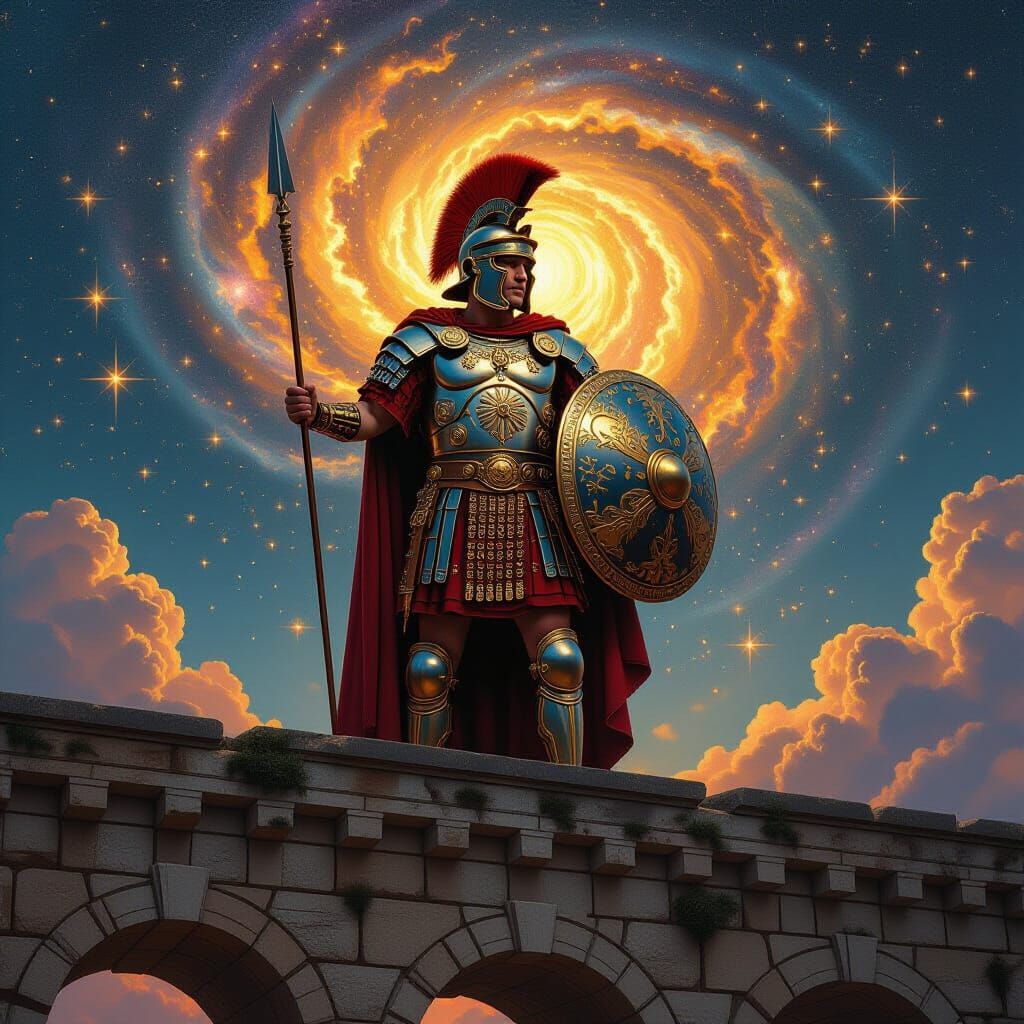 Celestial Roman Centurion Under Starry Sky