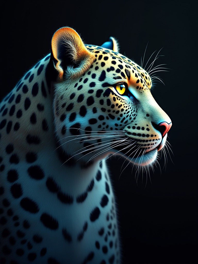 Majestic Leopard in Hyperrealistic 3D Style