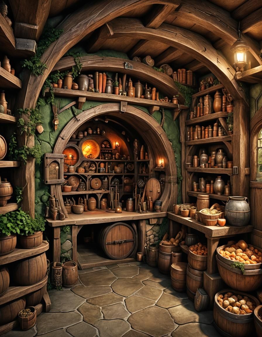 Detailed 3D Render of Hobbit Storage Cellar