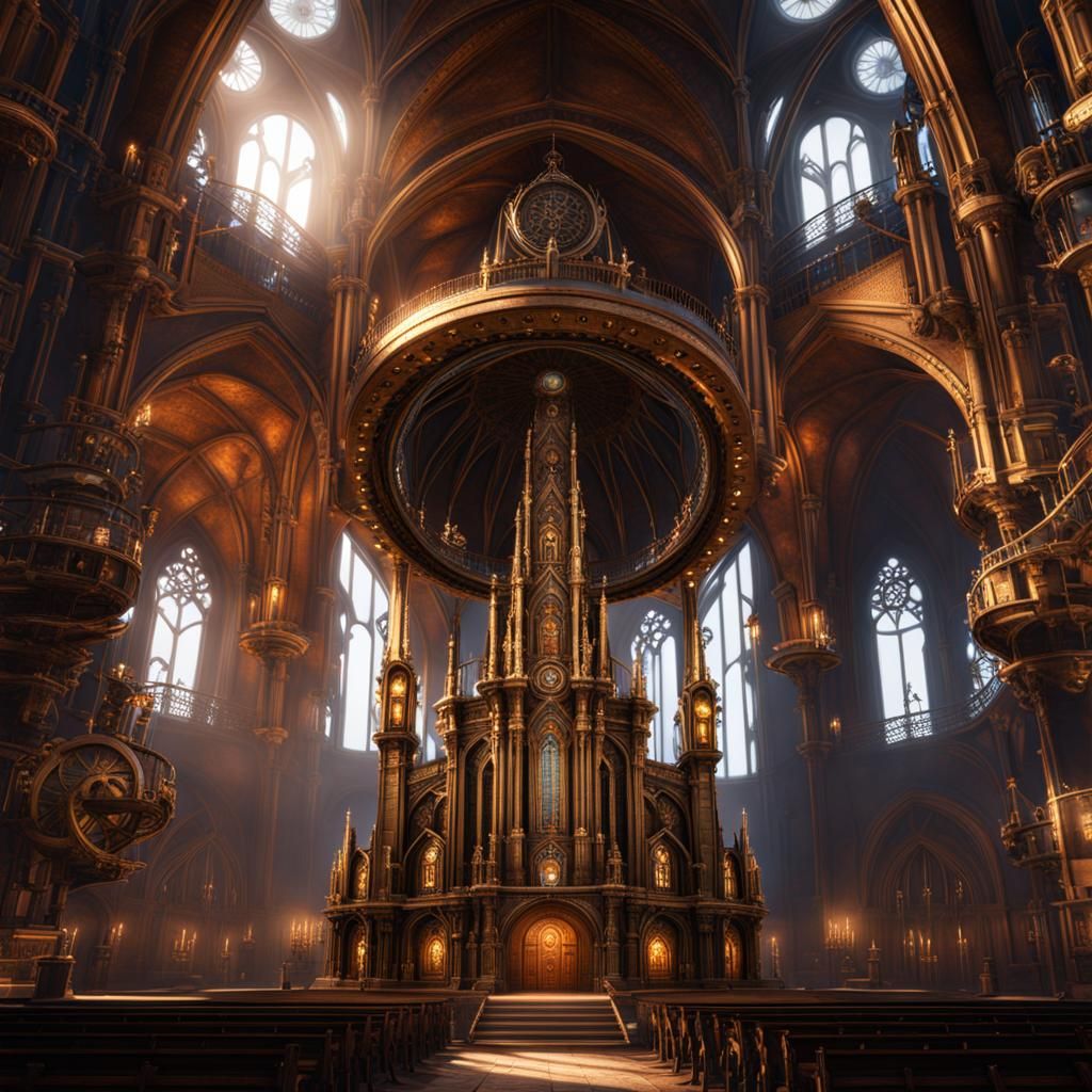 Steampunk Cathedral in Detailed Matte Painting Style