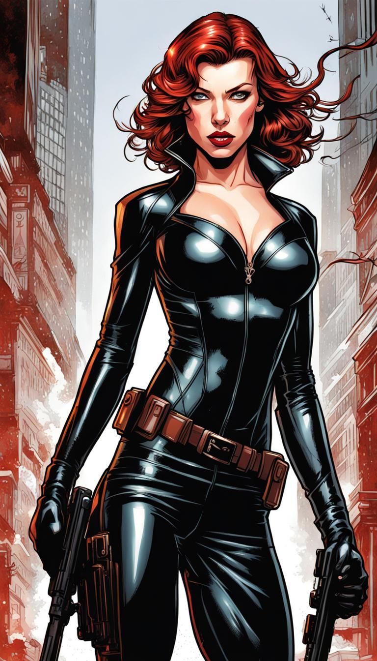 Milla Jovovich as Black Widow: Comic Book Art