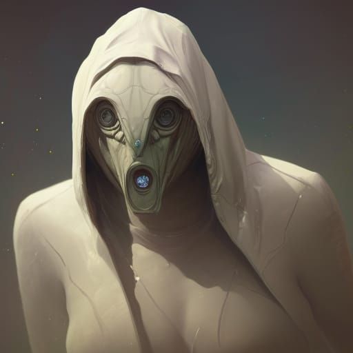 Hooded Alien Portrait in Dynamic Lighting