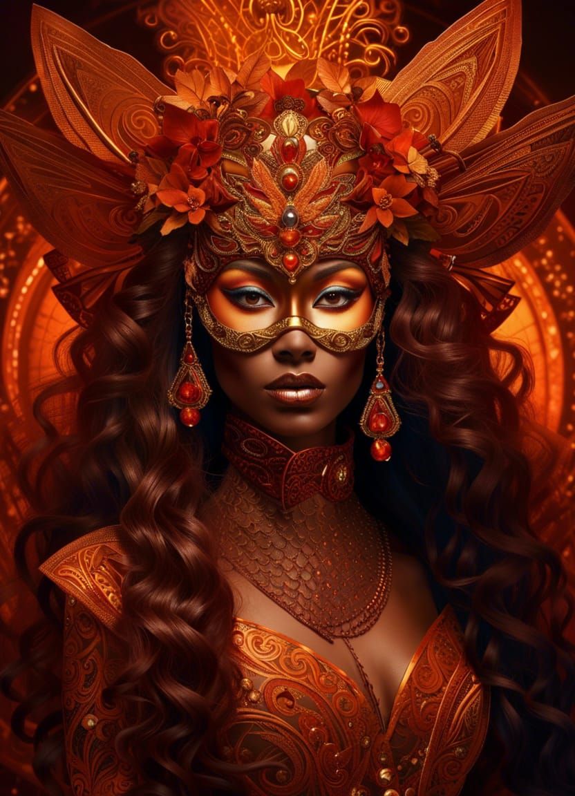 Mysterious Masquerade Queen with Elaborate Mask