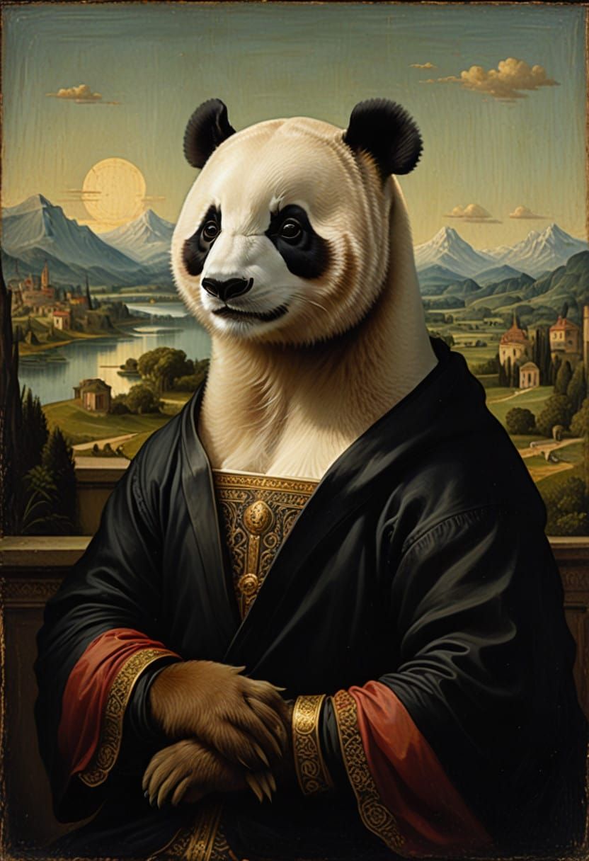 Panda Replaces Mona Lisa in Iconic Portrait