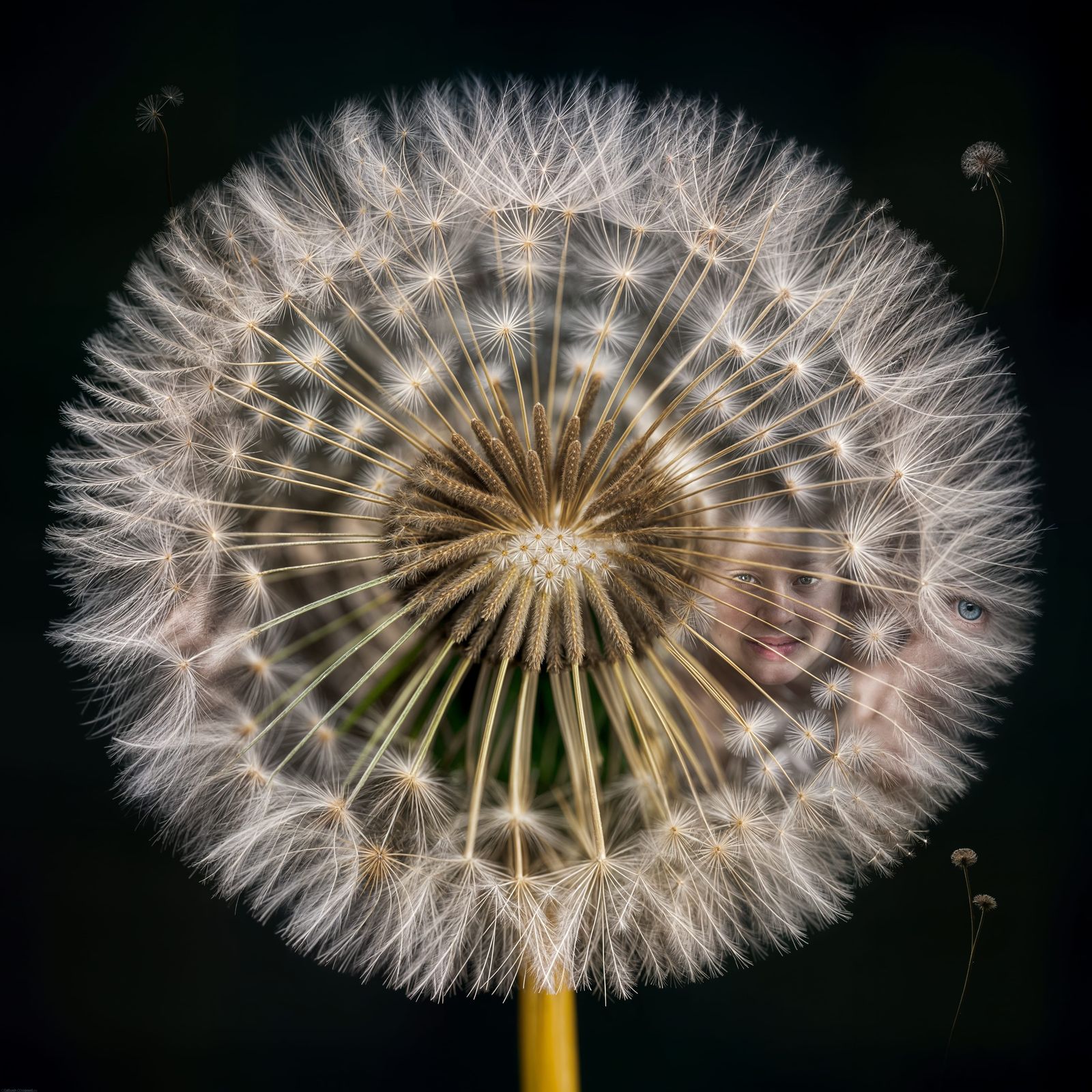 Surreal Close-up Portrait of a Dandelion in Studio Lighting