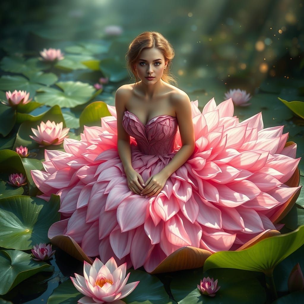 Serenely Seated Goddess Among Lush Florals