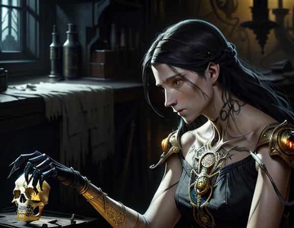 Furry Skeleton Bone Repair: Dark Fantasy Concept Art