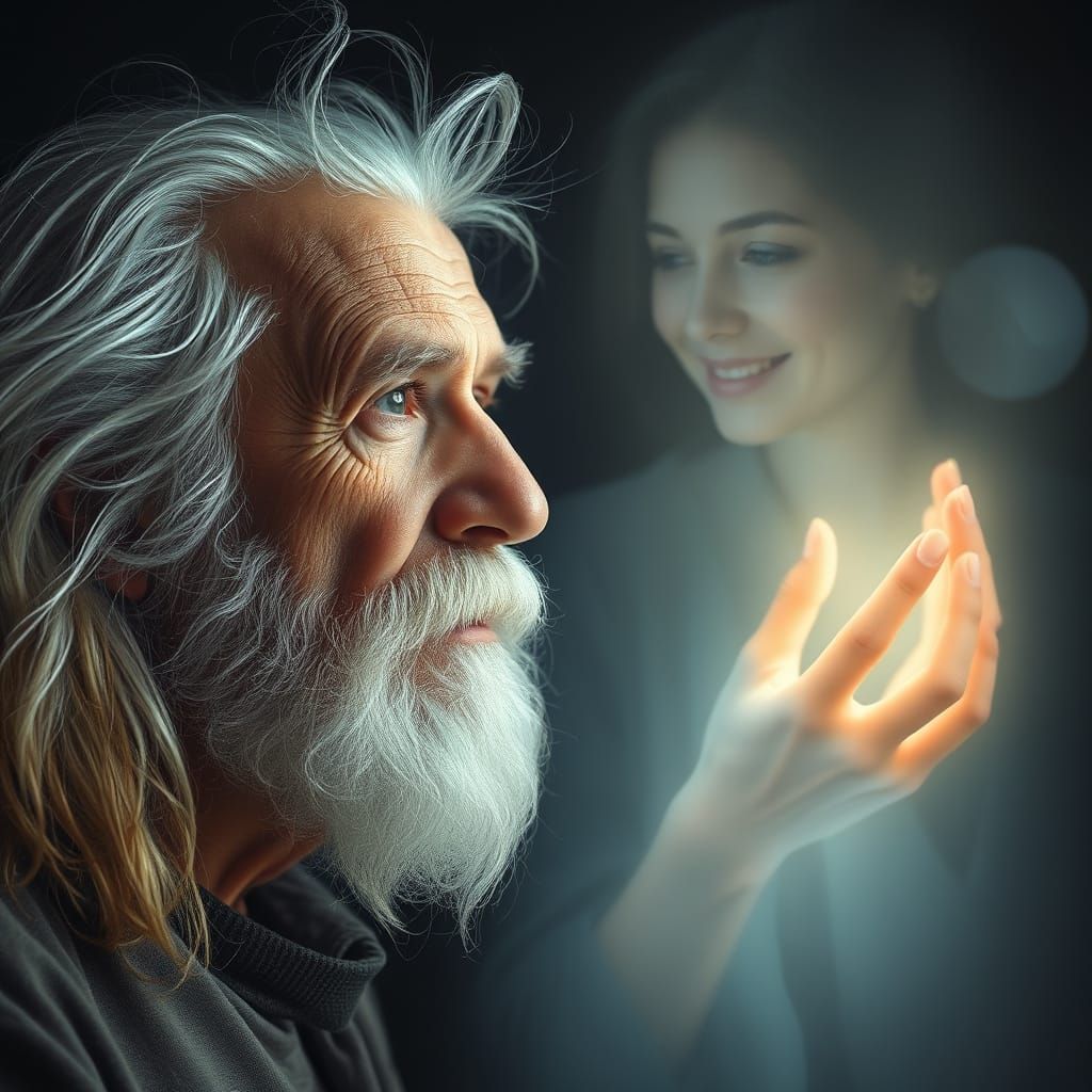 Ethereal Encounter in Dreamlike Landscape