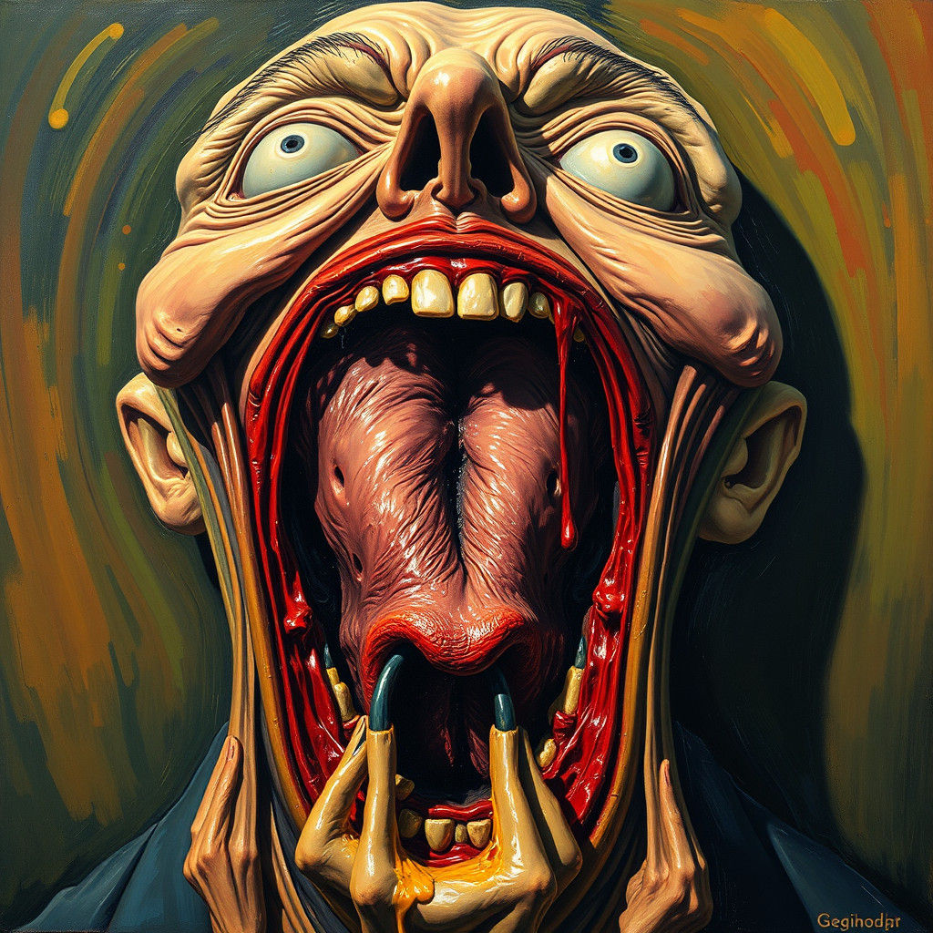 Grotesque Molten Face Screaming in Agony