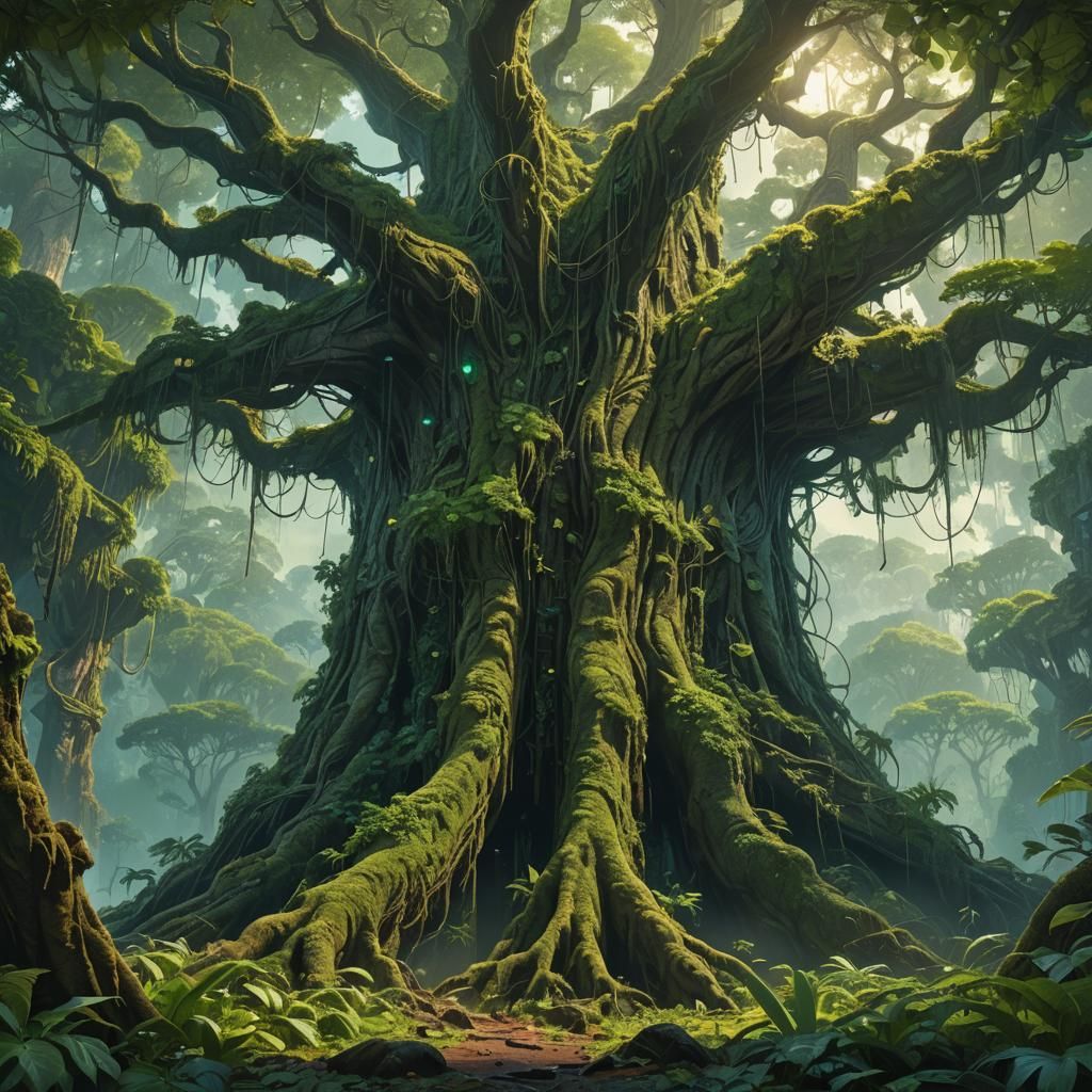 Lush Jungle Ancient Tree in Fantasy Concept Art