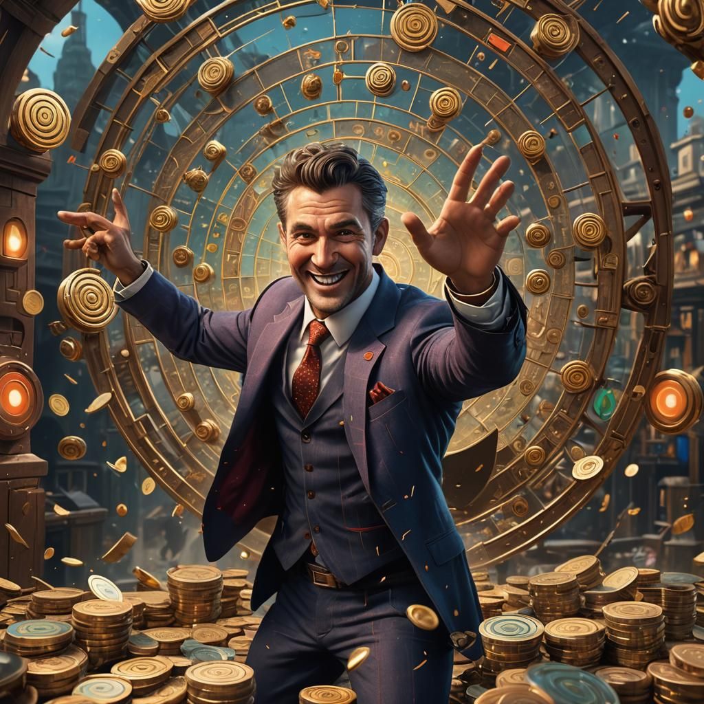 Salesman Joyfully Achieves Target in Detailed Digital Art