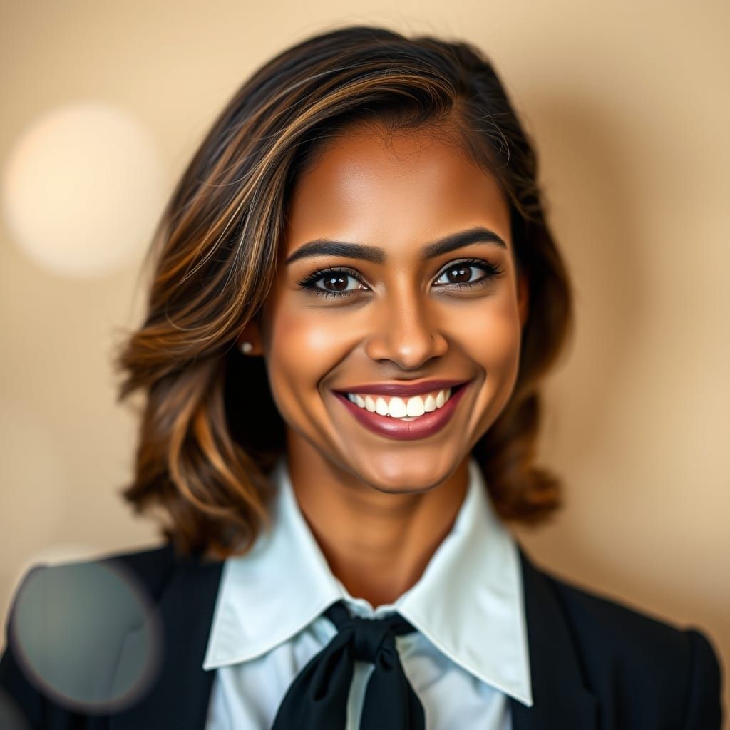 Portrait of a Woman with Warm Smile in Professional Attire