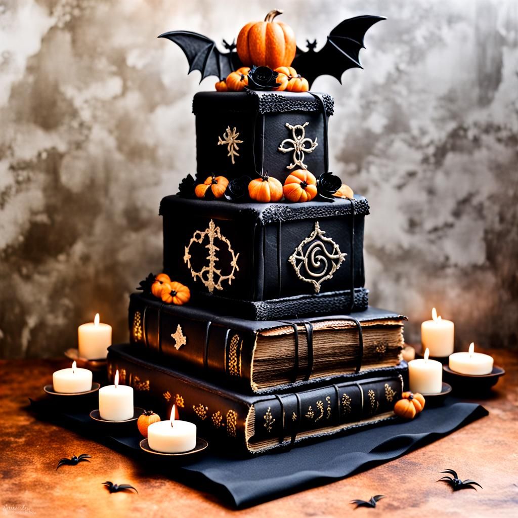 Gothic Wedding Cake Made of Spellbooks