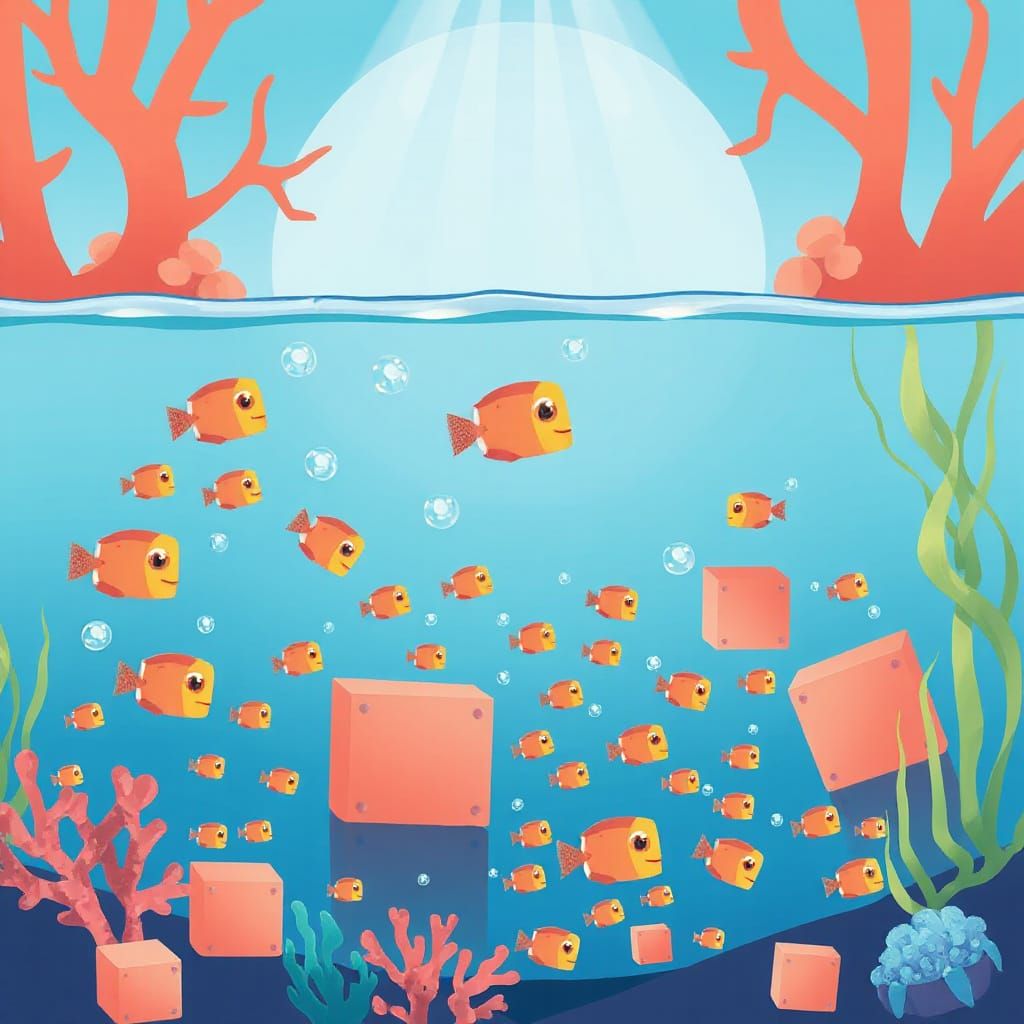 Vibrant Underwater Scene in Modern Children's Book Style