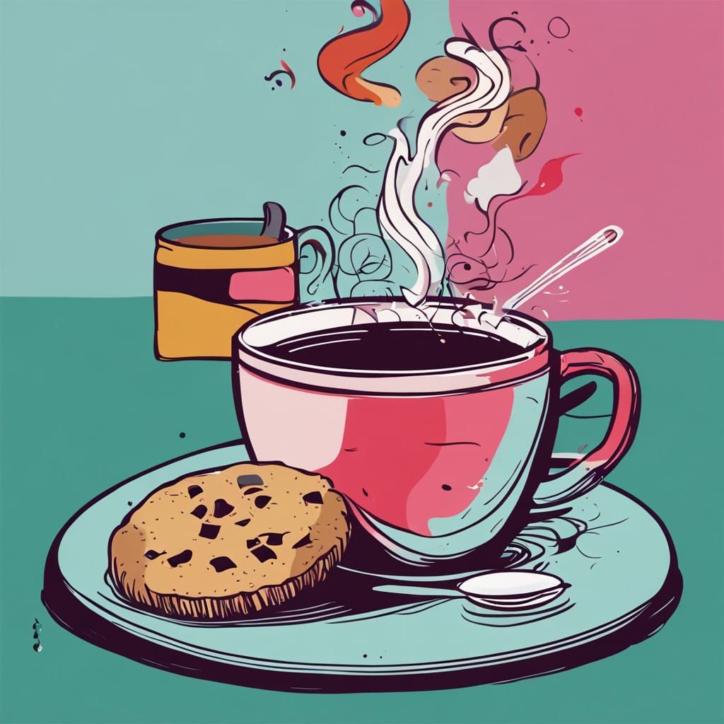 Vibrant Steaming Teapot in Modern Art Abstraction