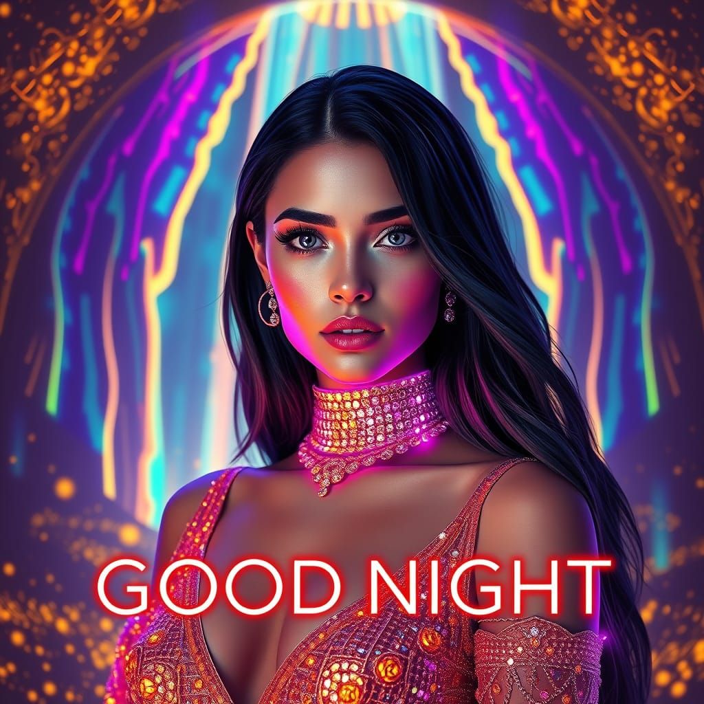 Futuristic Goddess of Innovation in Diamond Shiny Fashion