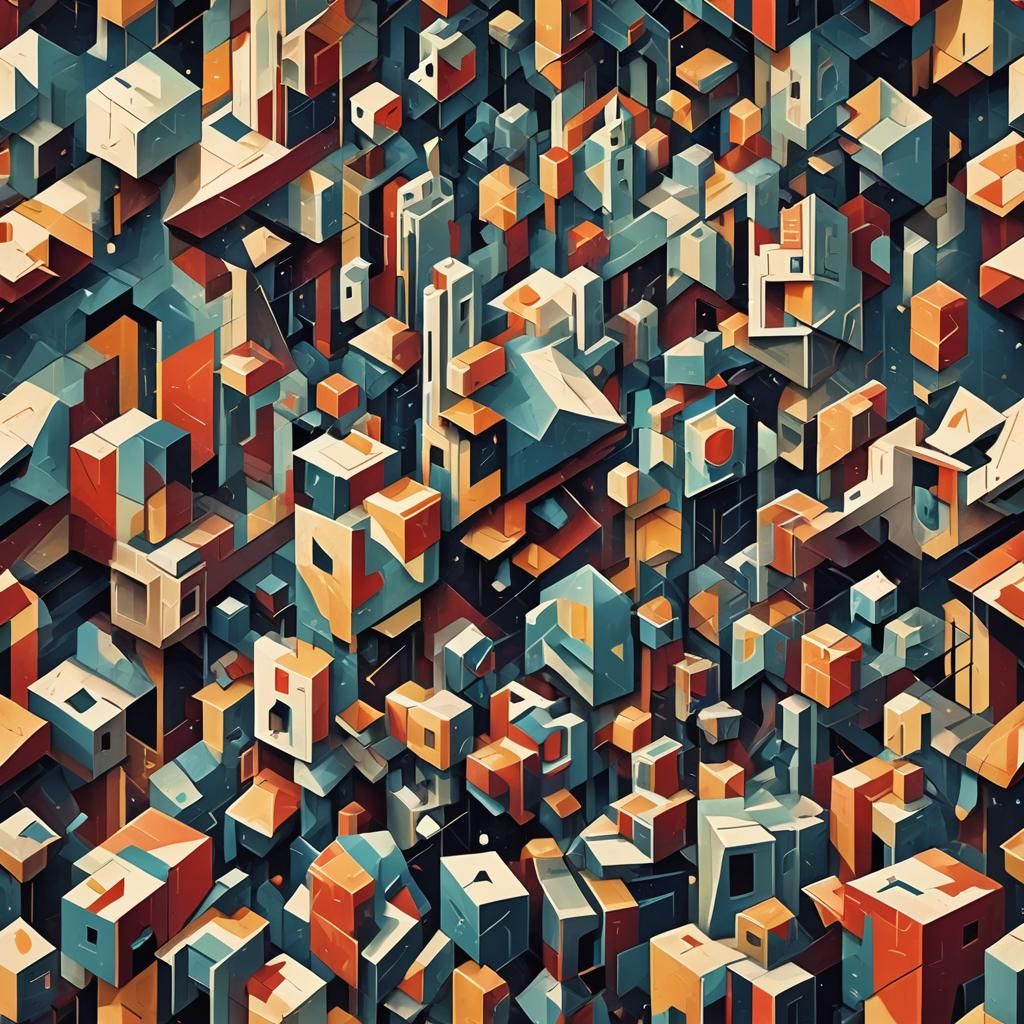Dramatic Cubist Geometric Vector Art