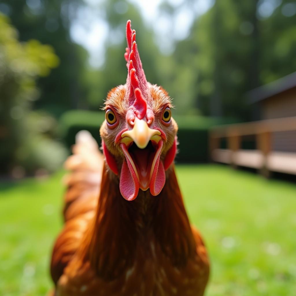 Realistic Close-Up of an Angry Chicken