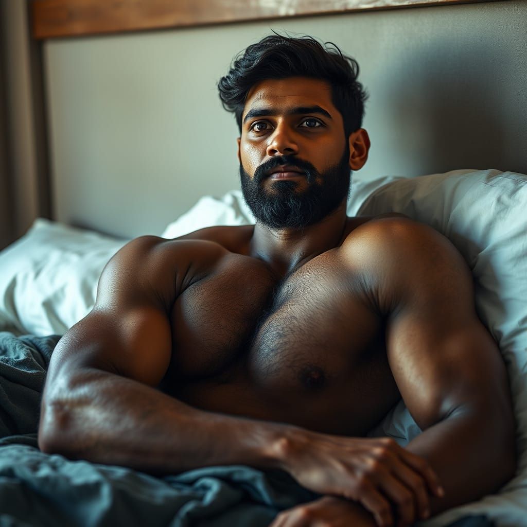 Sensual Sri Lankan Male in Intimate Repose