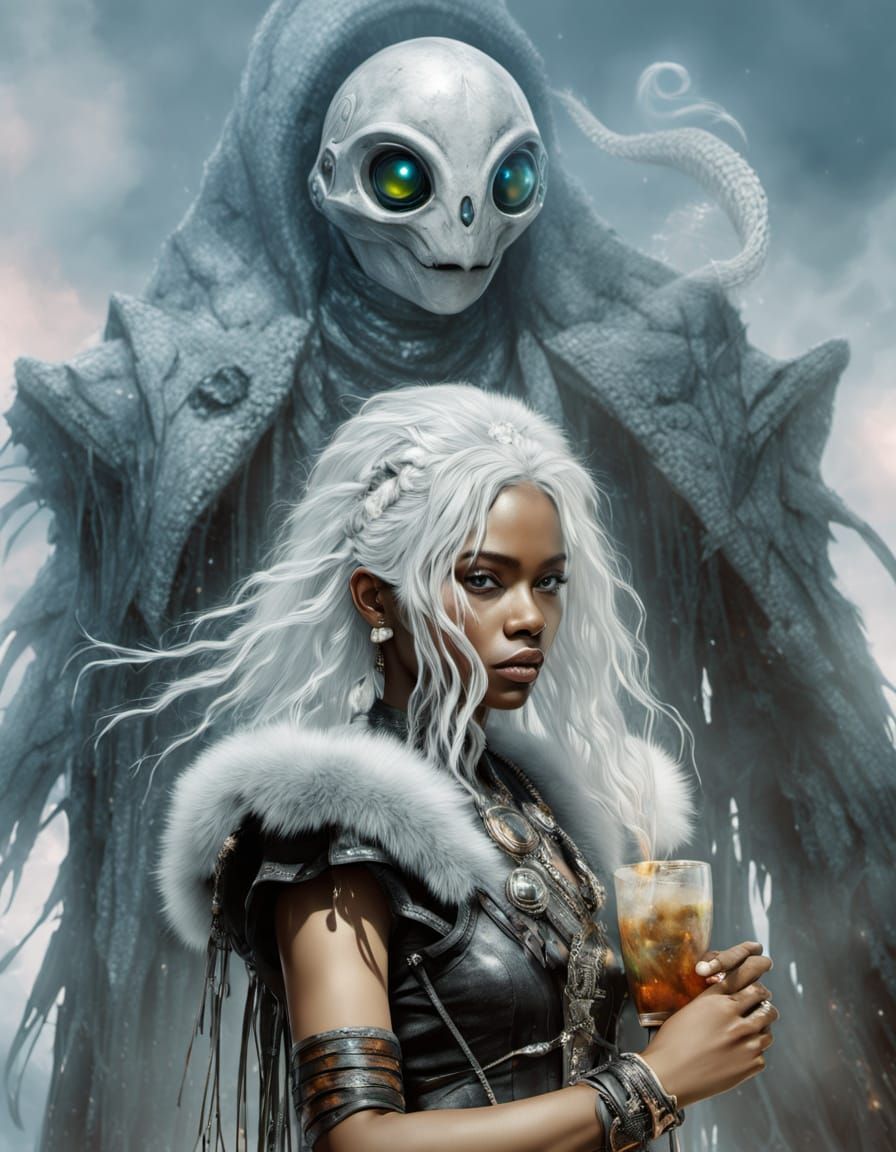 Sci-Fi Portrait on Ice Planet in Retrofuturistic Style