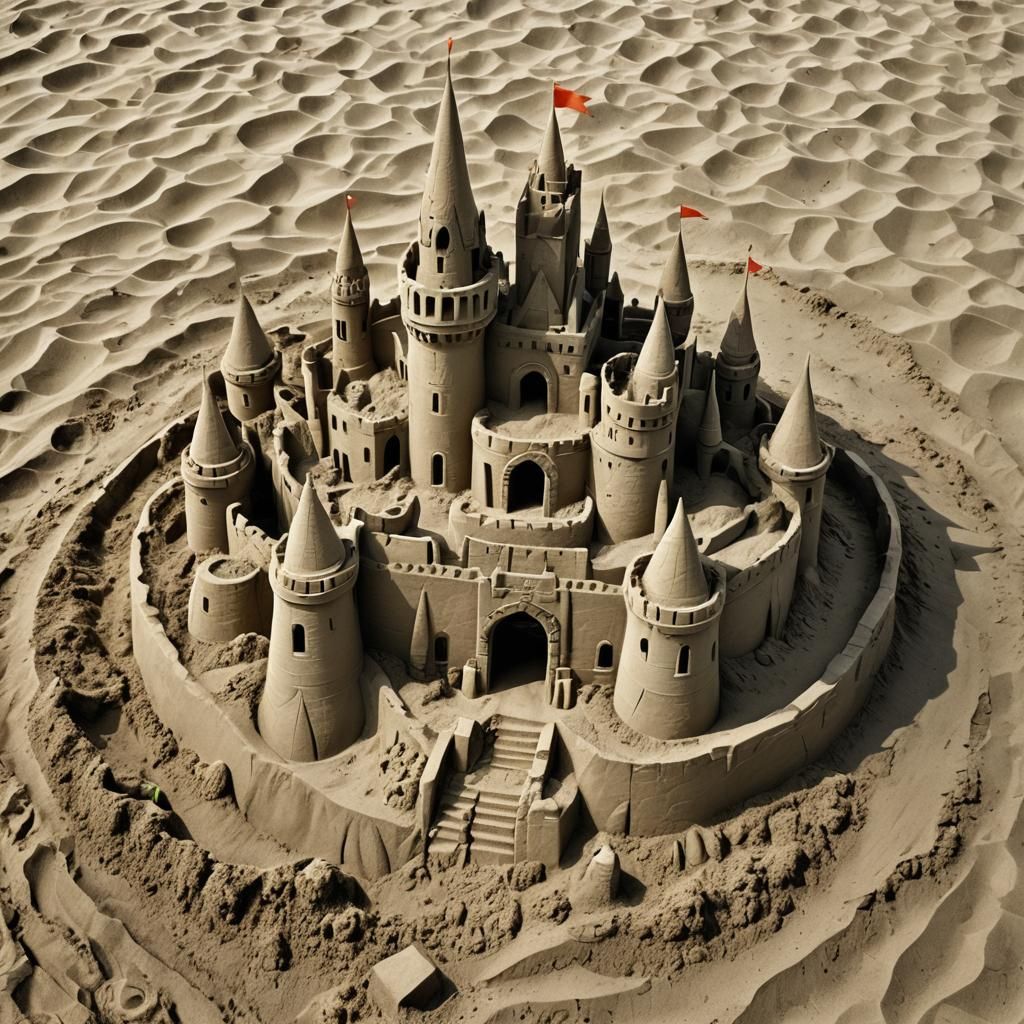 AI Generated Sandcastle on a Beach