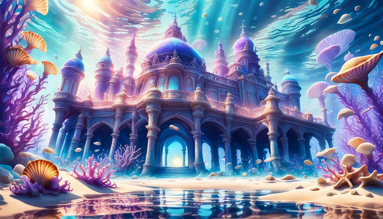 Underwater Sand Palace: A Dreamlike Digital Painting