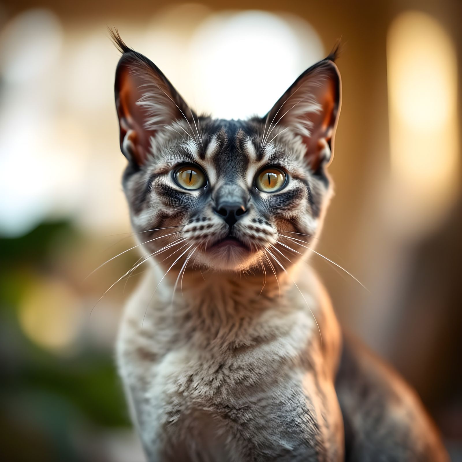 Manx Cat Portrait with Bokeh, Natural Lighting
