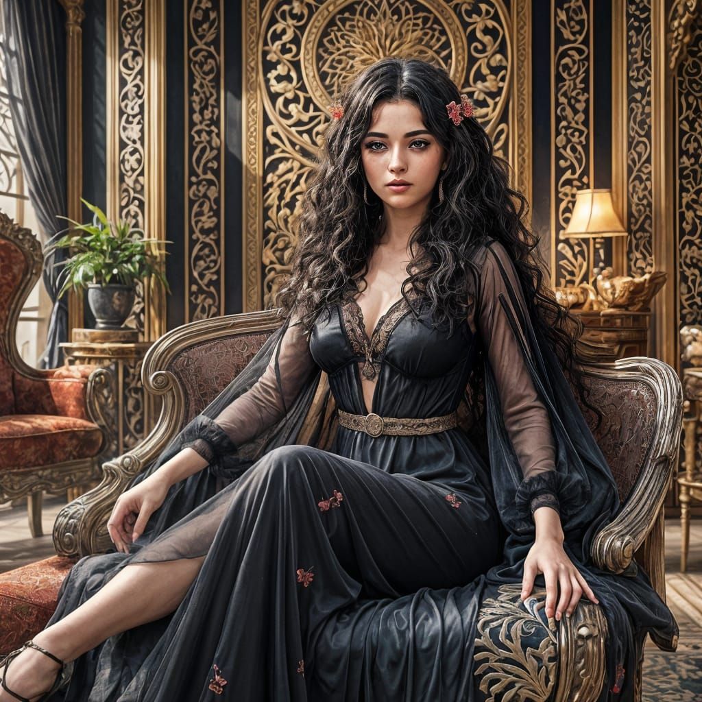 Beautiful Middle Eastern Woman in Anime Style