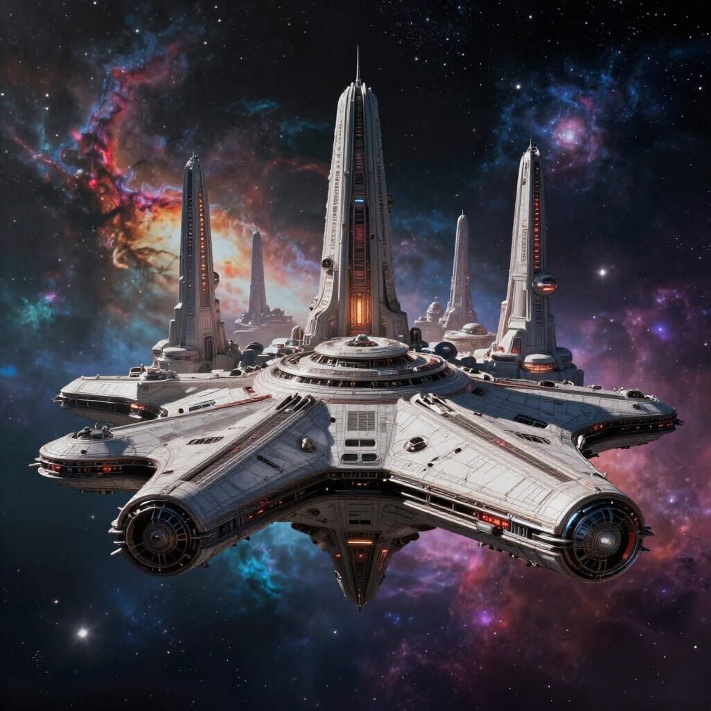 Intruder Starship Navigates Ornate Alien City