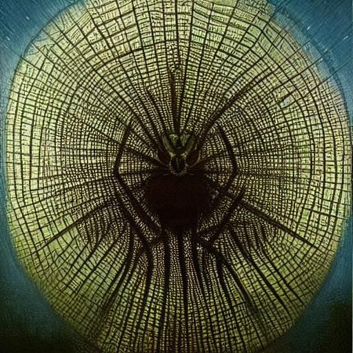 Golden Hour Spider Web in Dreamlike Style