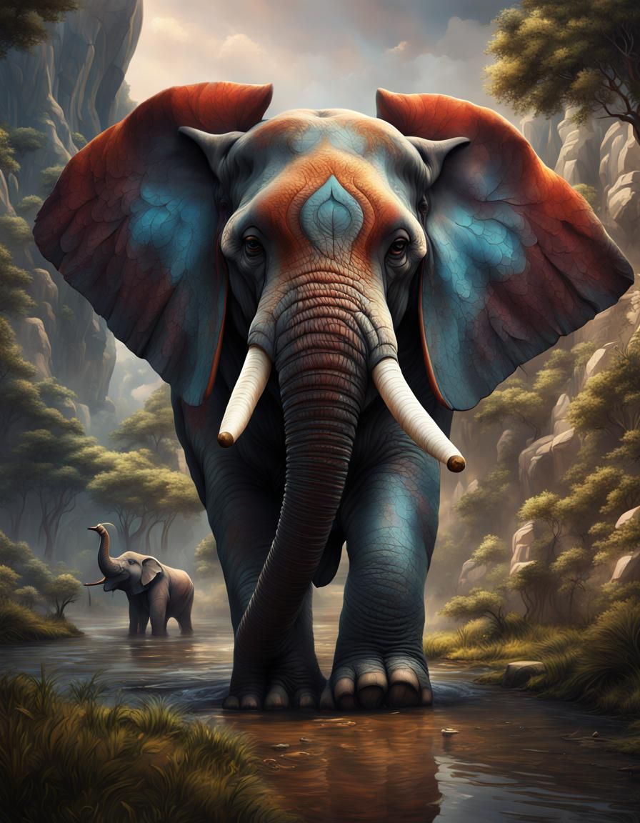 Fantastical Elephant Matte Painting for Children
