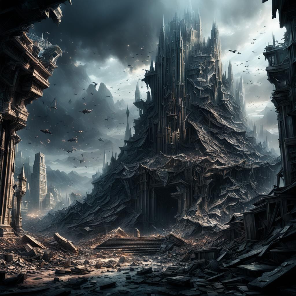 Dramatic Shattered Object in Digital Matte Painting