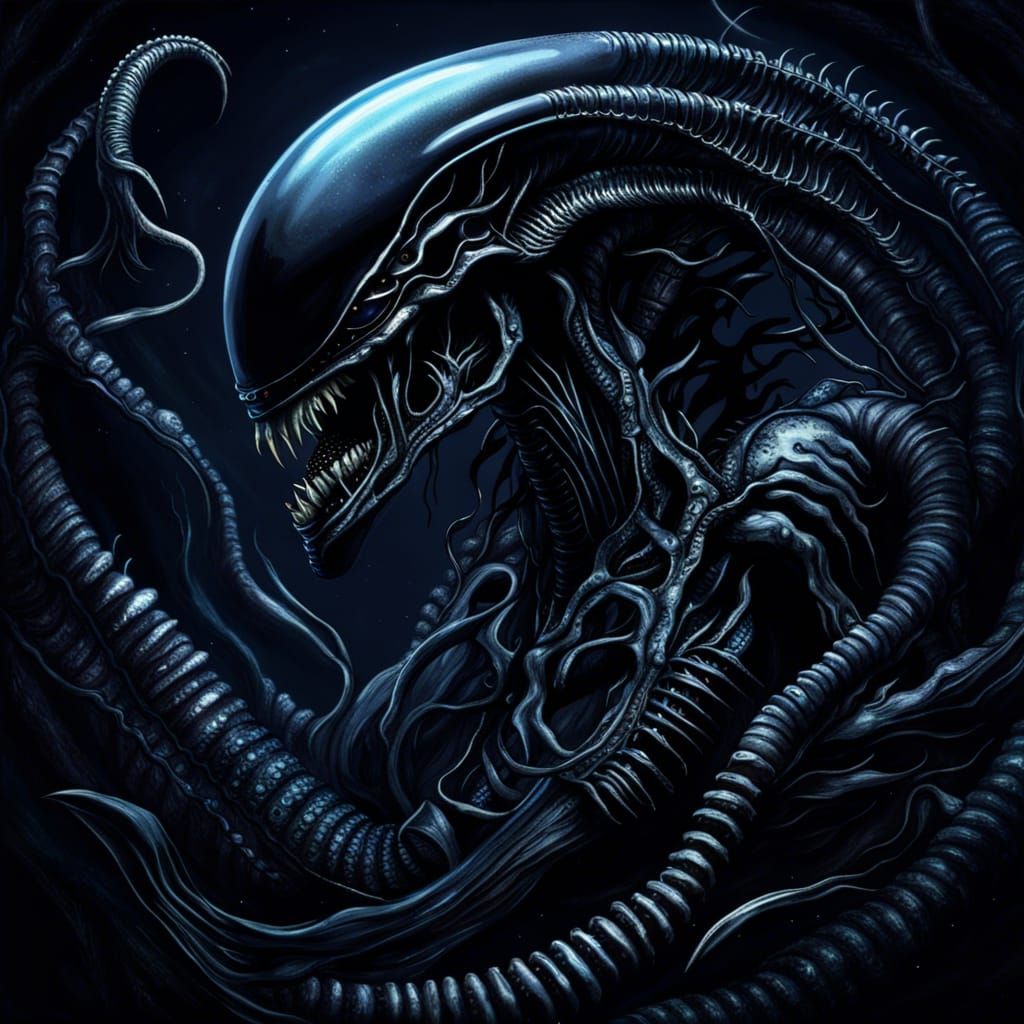 Eldritch Xenomorph in Dark Surreal Style