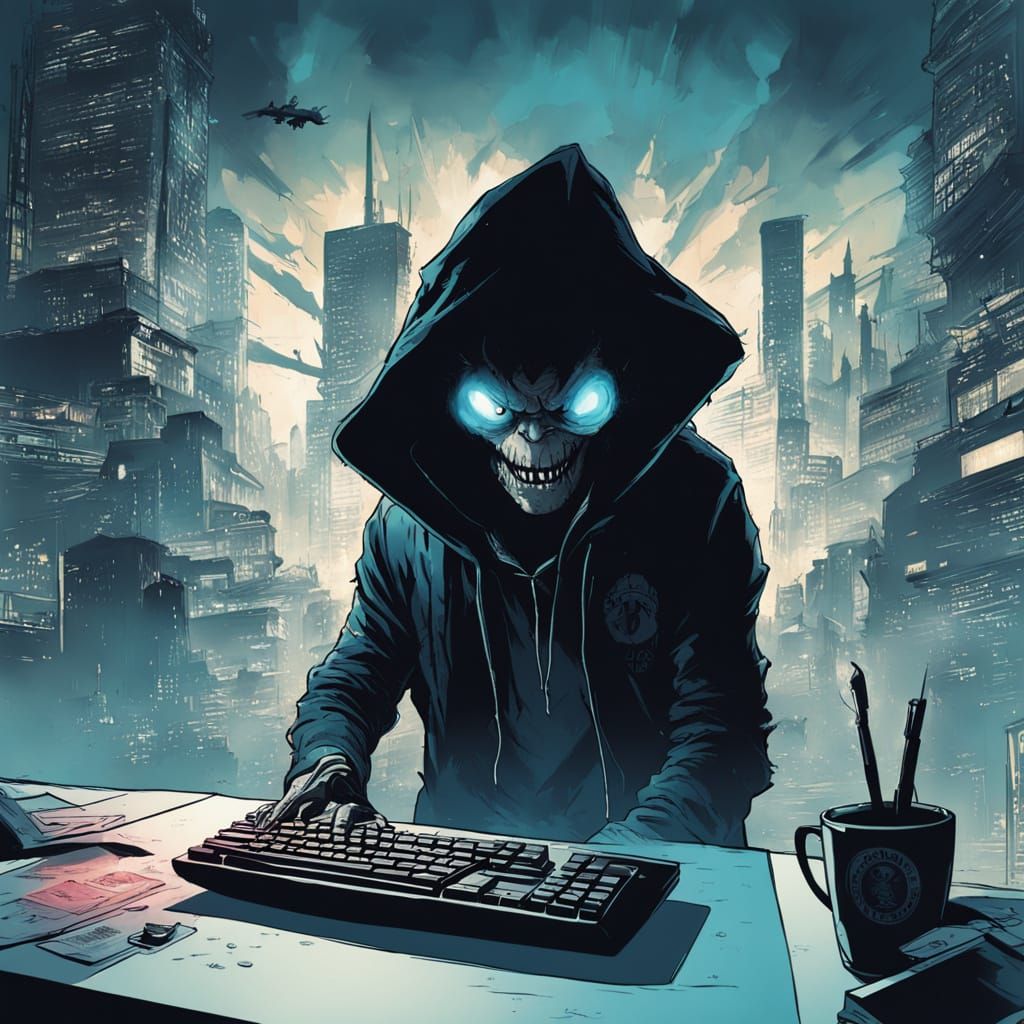 Cyberpunk Programmer's Digital Nightmare: Neon and Clockwork