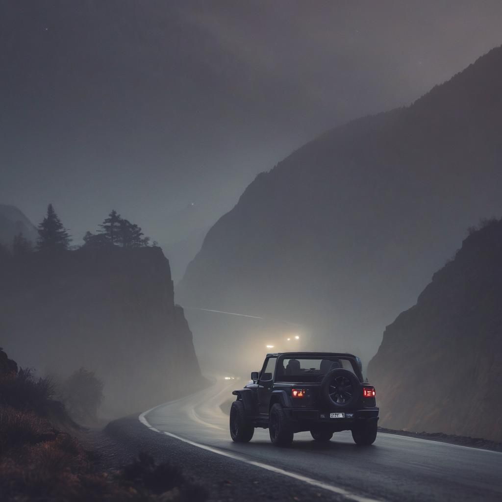 Epic Black Hypercar Speeds Down Misty Mountain Road