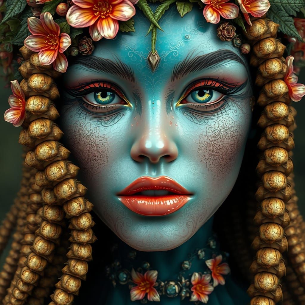 Alien Rainforest Goddess in Hyperdetailed Fantasy Art