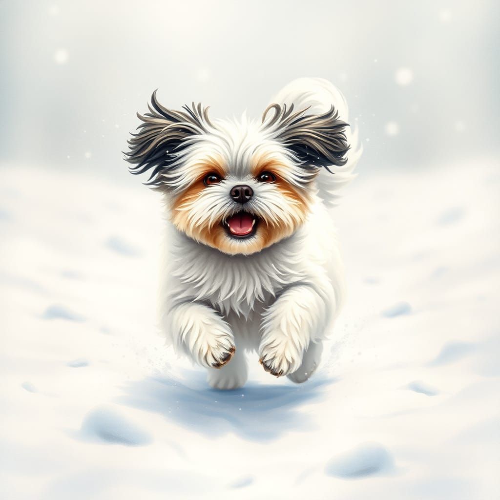 Whimsical Shih Tzu in Snowy Wonderland