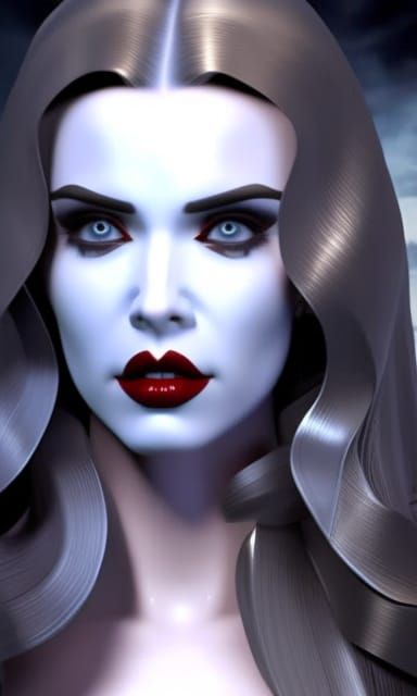 Beautiful Vampire Biting a Man in Hyperrealistic Style