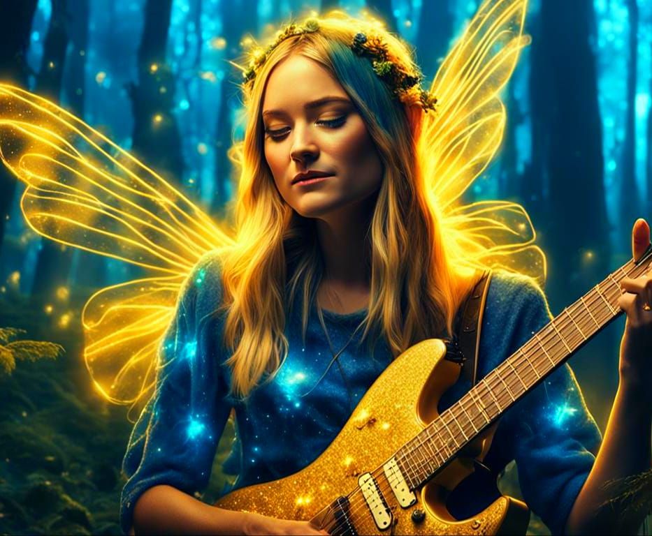 iJustine as a Fairy Playing Guitar in Forest