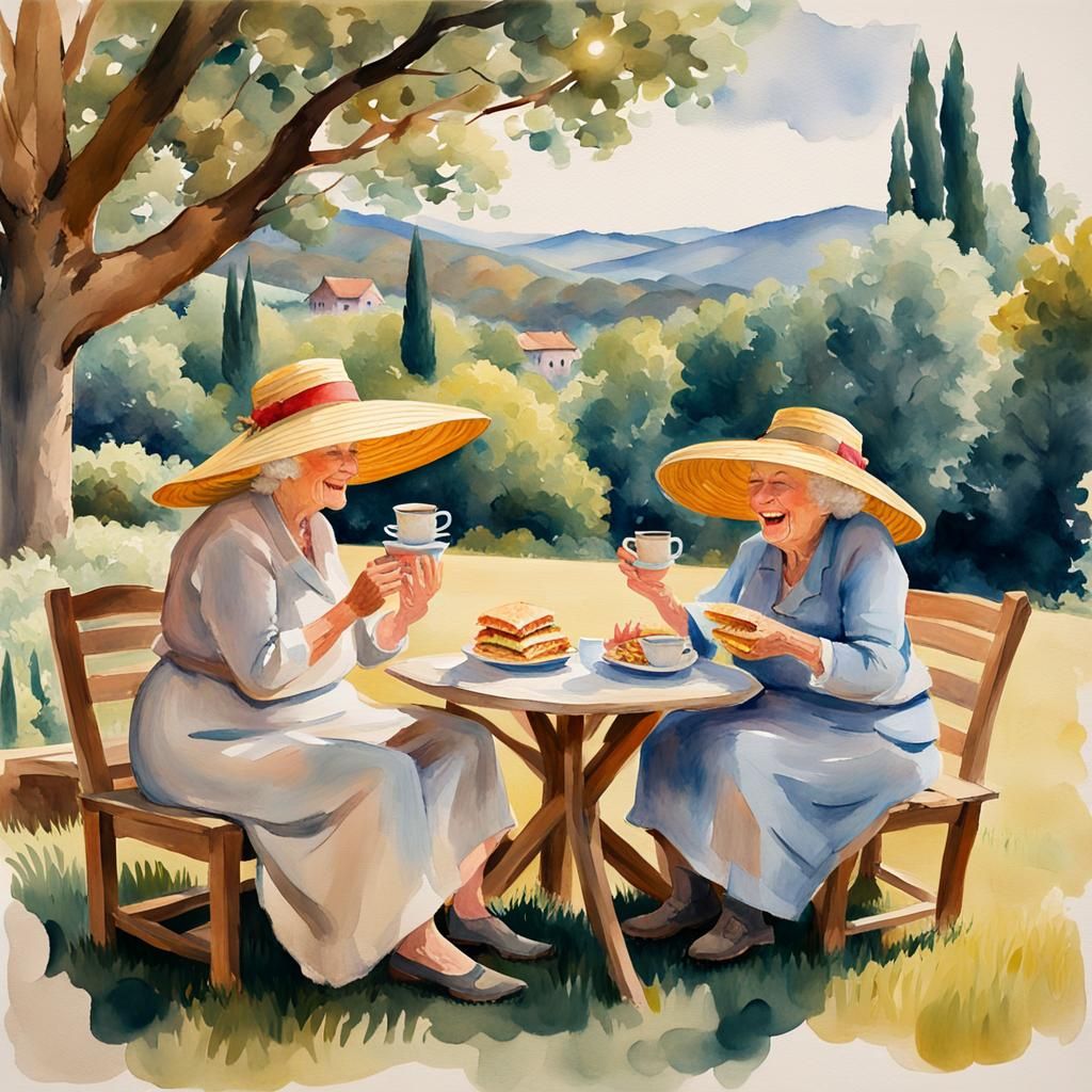Garden Tea Party: An Impressionist Watercolor Painting