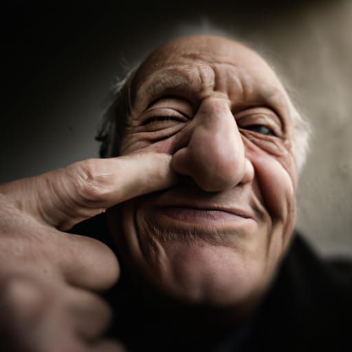 Grandpa Nose Picking Portrait in Lee Jeffries Style