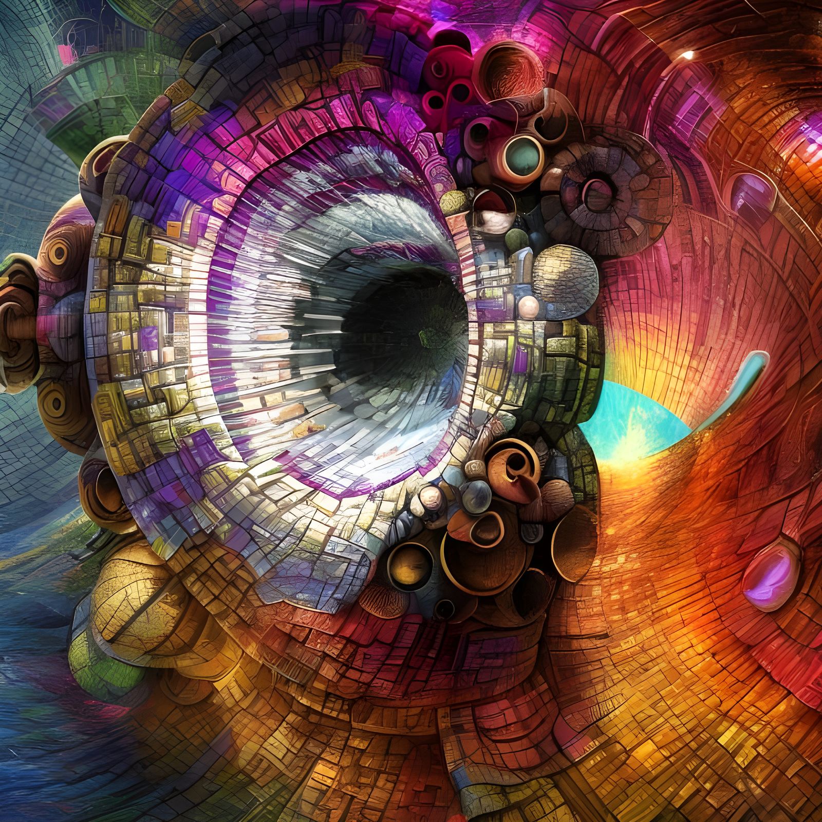 Geometric Abstract in Polychromatic Hyperreal Style