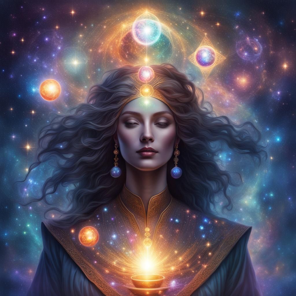 Pleiadian Lightworker Radiating Celestial Light and Magic