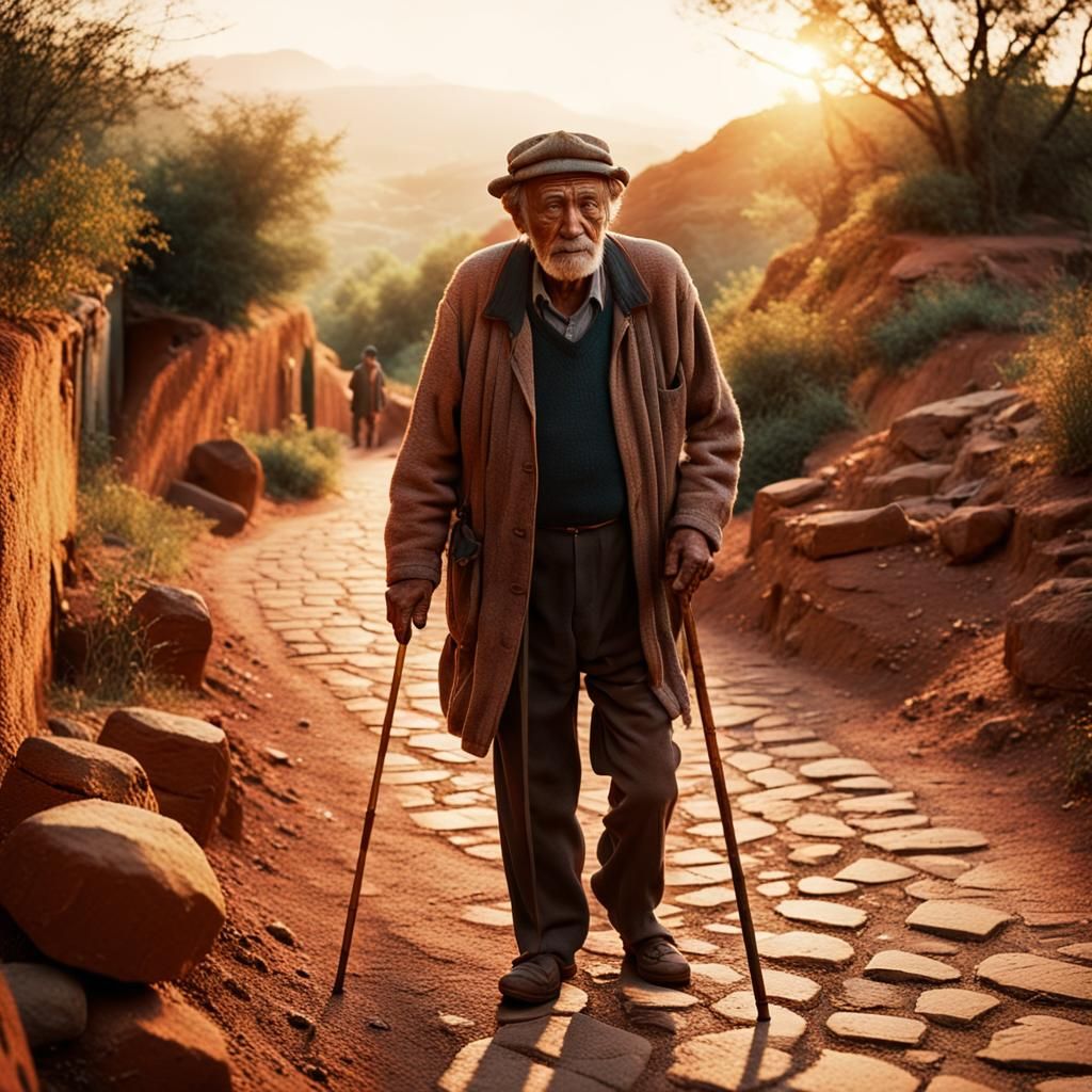 Golden Sunrise on a Winding Path, Cinematic Style