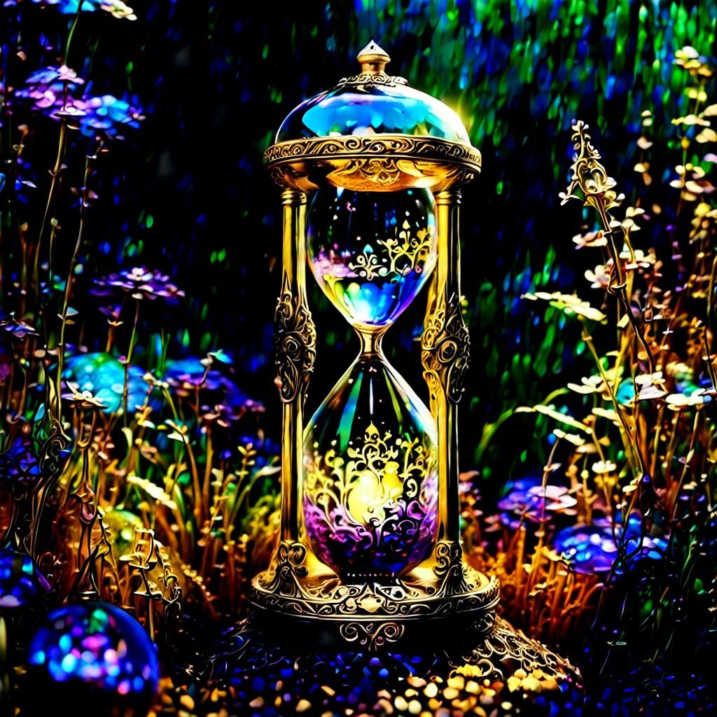 A magical iridescent hourglass