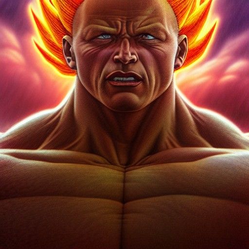 Dwayne Johnson as Super Saiyan 4 Digital Art