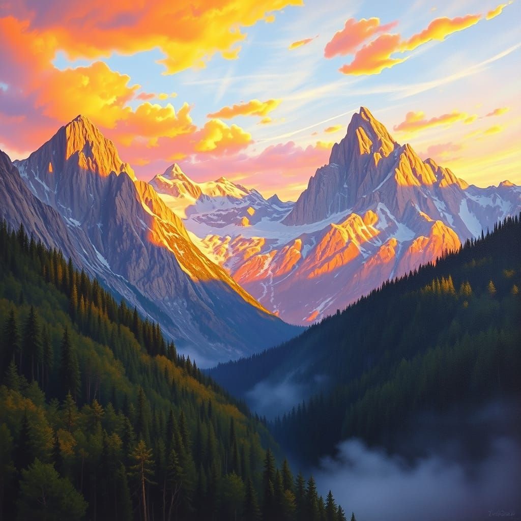 Majestic Mountain Landscape at Golden Hour