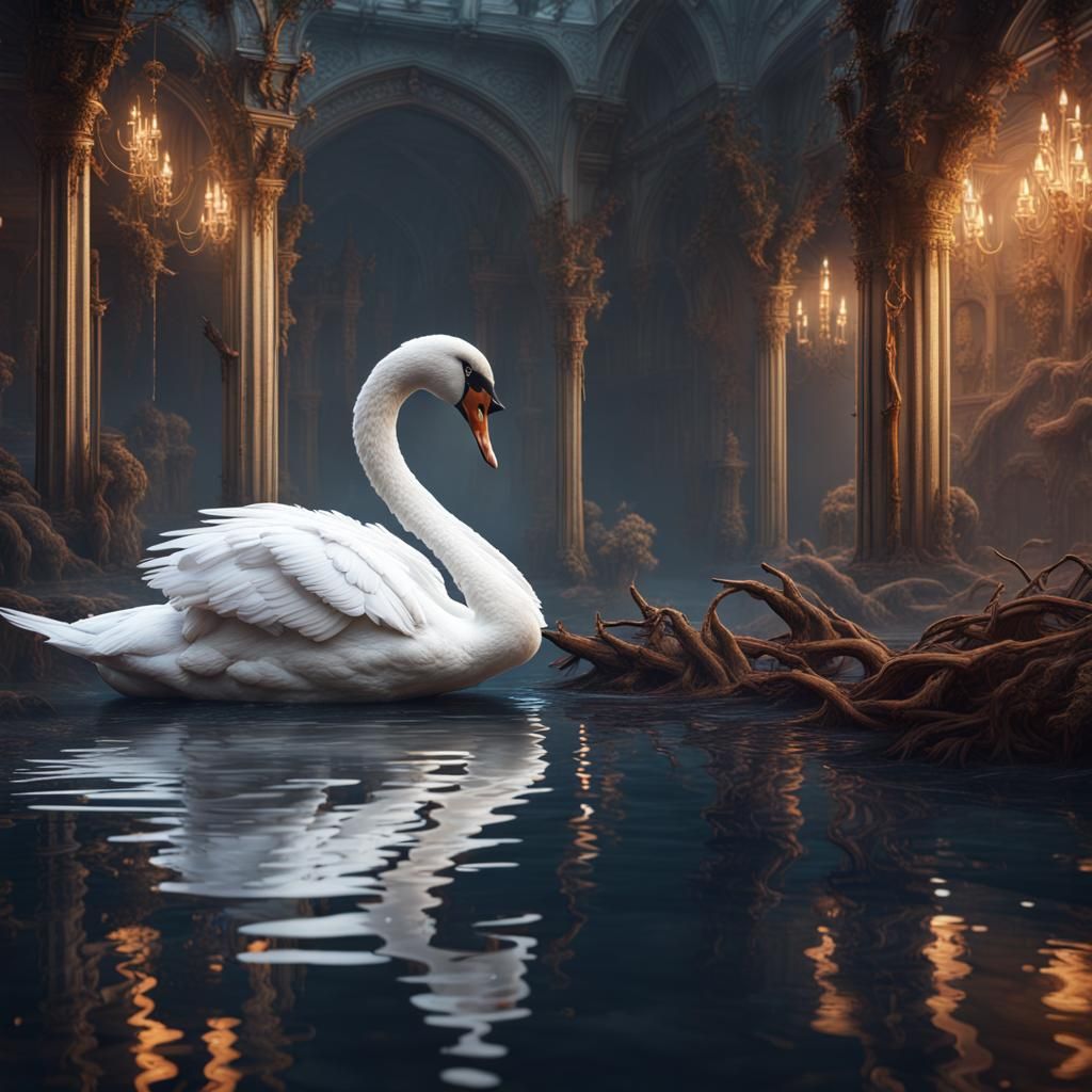 Fantastical Swan in Detailed Matte Painting