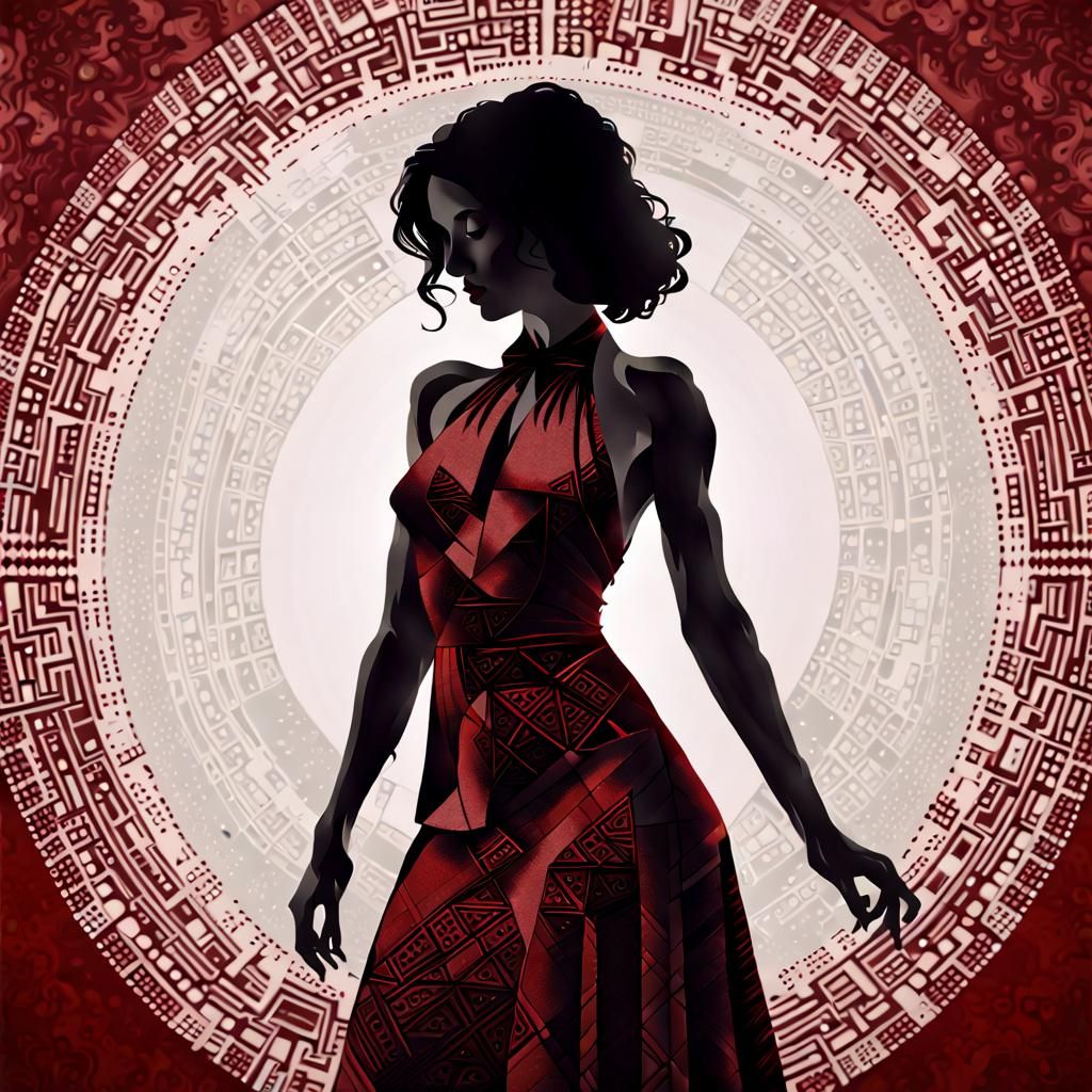 ASCII Art Silhouette of Woman in Bauhaus Style